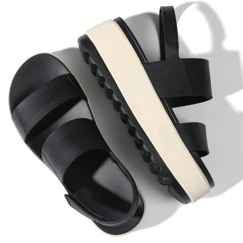 Black And White Vacation Women's Platform Sandals - Picture 4 of 9